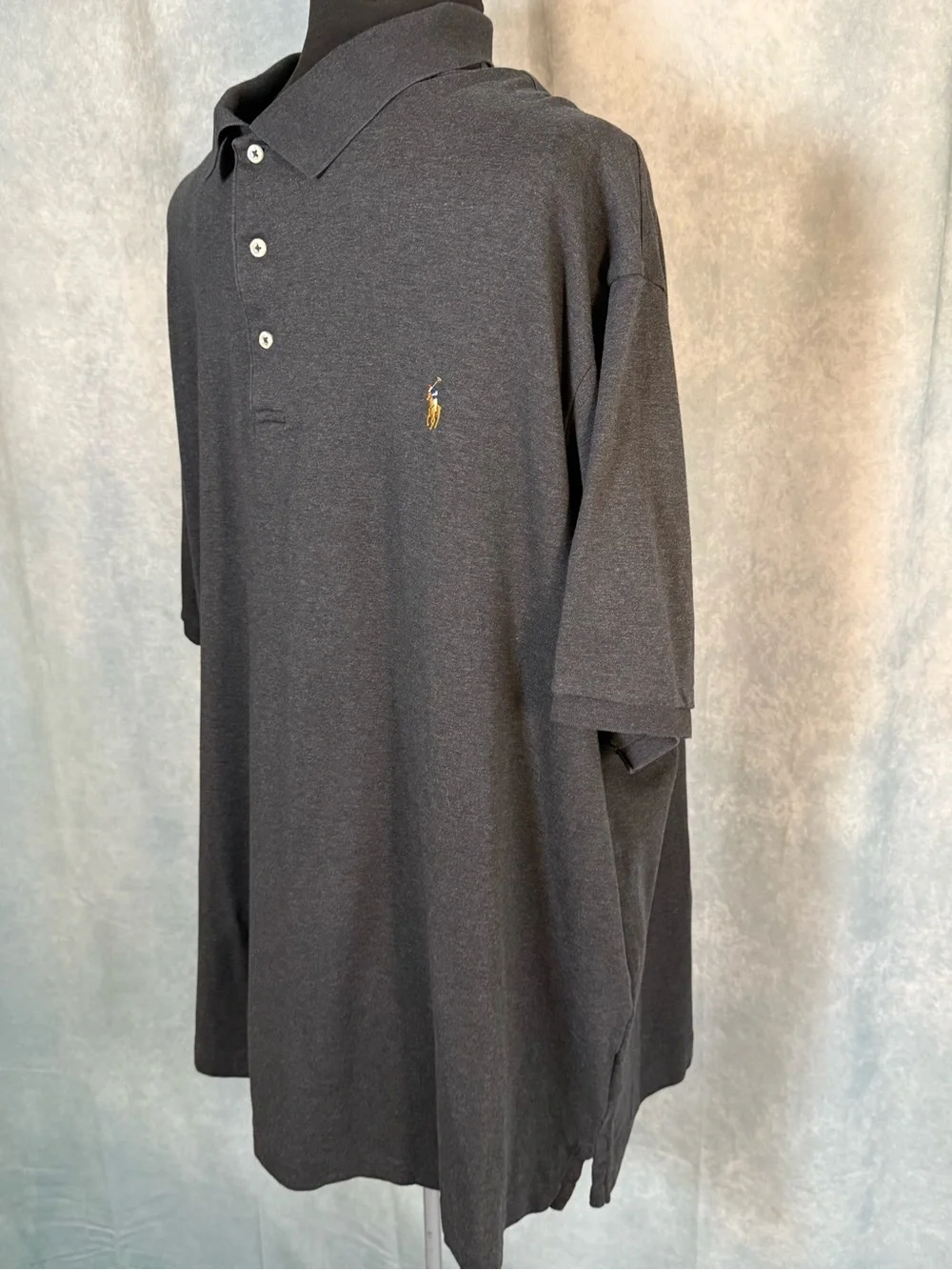 Men's Polo Shirt - Dark Blue/Gray with Embroidered Logo 4XLT